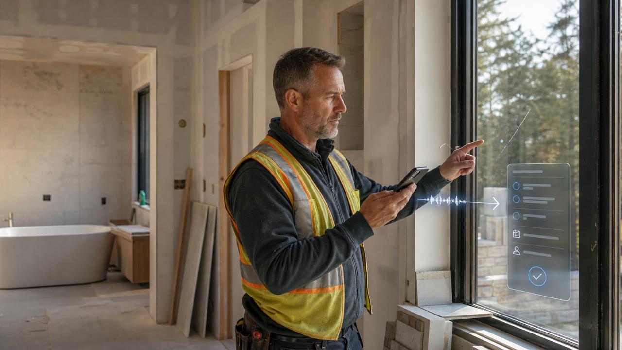 A superintendent using voice to create structured construction work in BuildTools Intelligence